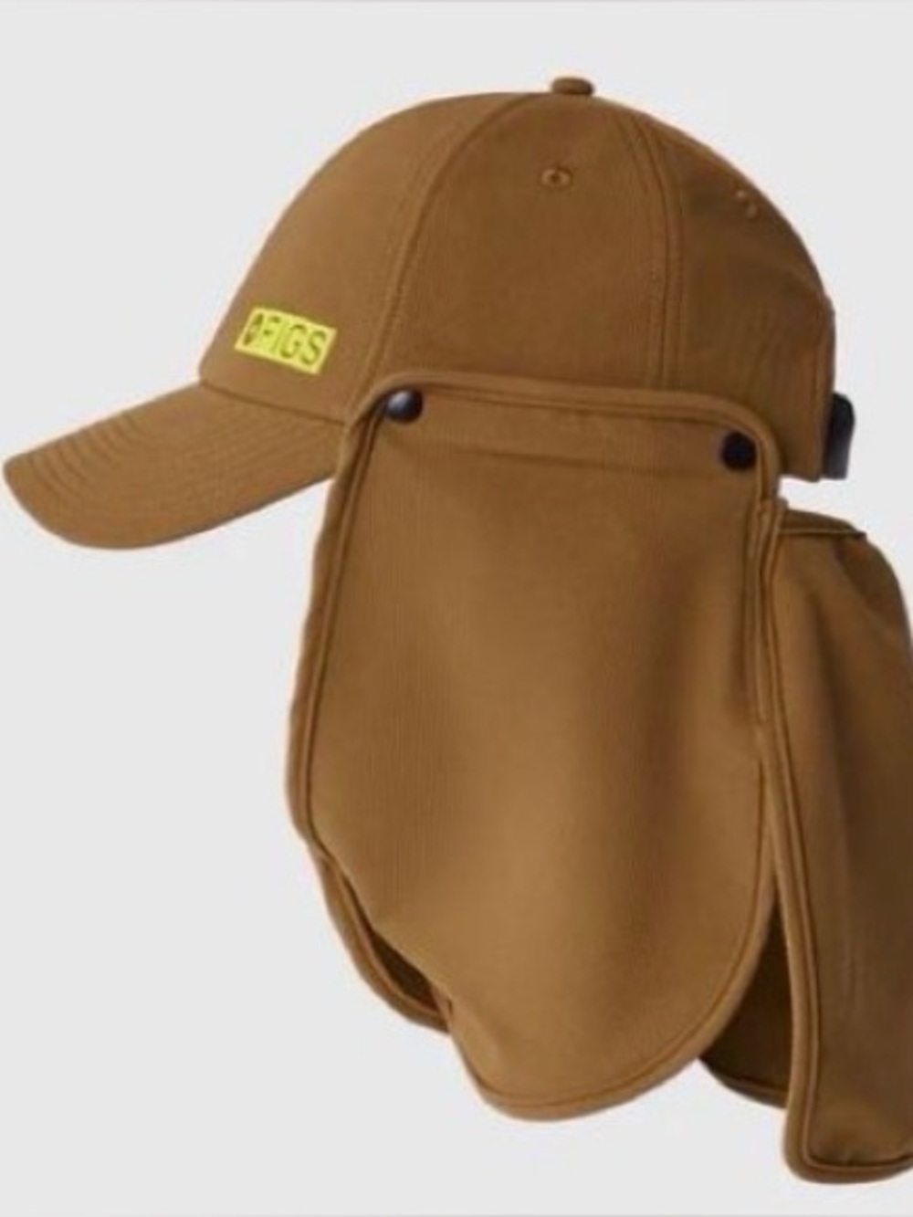 Figs Tan Protective Cap with Ear and Neck Flaps Like New